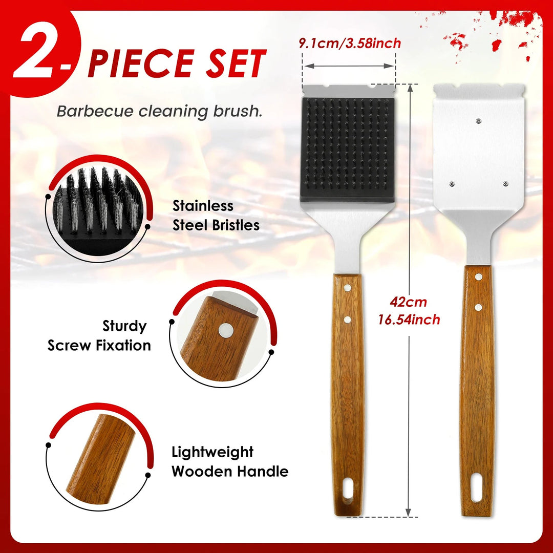 Long Handle Barbecue Grill Brush with Scraper