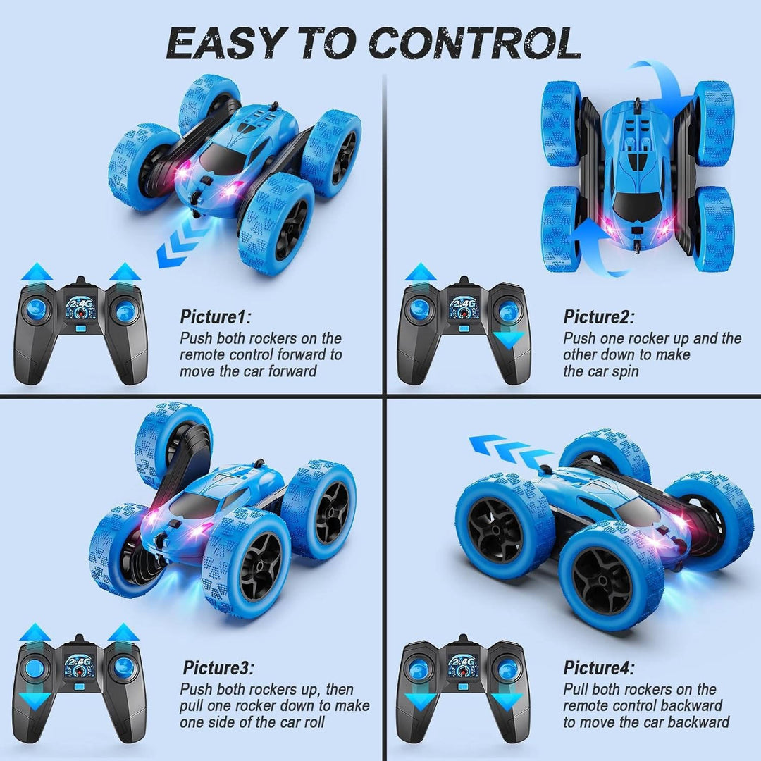 RC Cars Toys for Kids Ages 6 to 12 with LED Lights &amp; 360° Flips